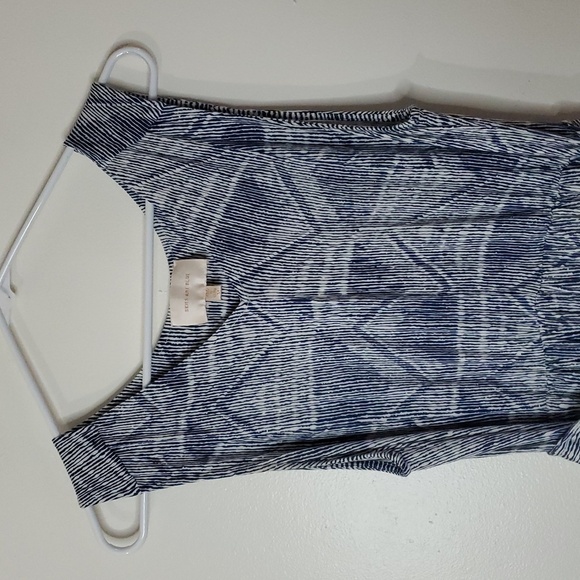 Skies Are Blue Geometric Flowy Tank Dress Size Medium Navy White Tie Waist - Picture 2 of 8